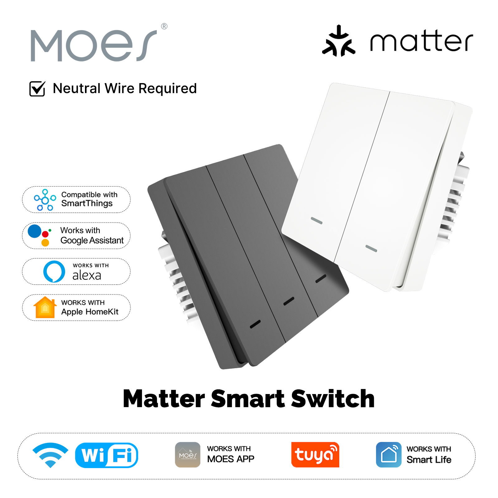 Smart Accessories - MOES Matter Tuya Wi-Fi умный кнопочный