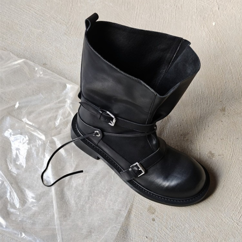 Leather Classic Strap - Сапоги до середины икры с пряжкой